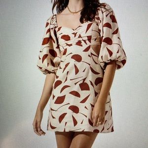 ASTR the Label Heather Abstract Print Cutout Bubble Sleeve Mini Dress